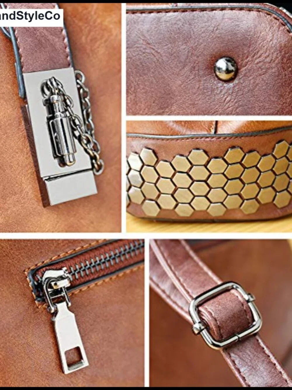 Gothic Studded Doctor Bag Vegan Leather Crossbody Satchel Purse